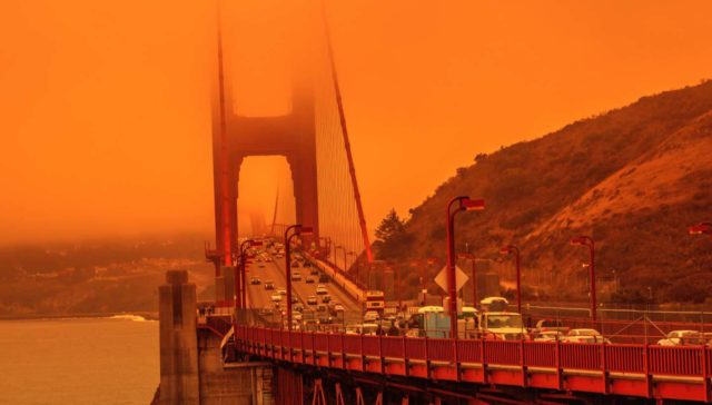 hazy hot day golden gate bridge