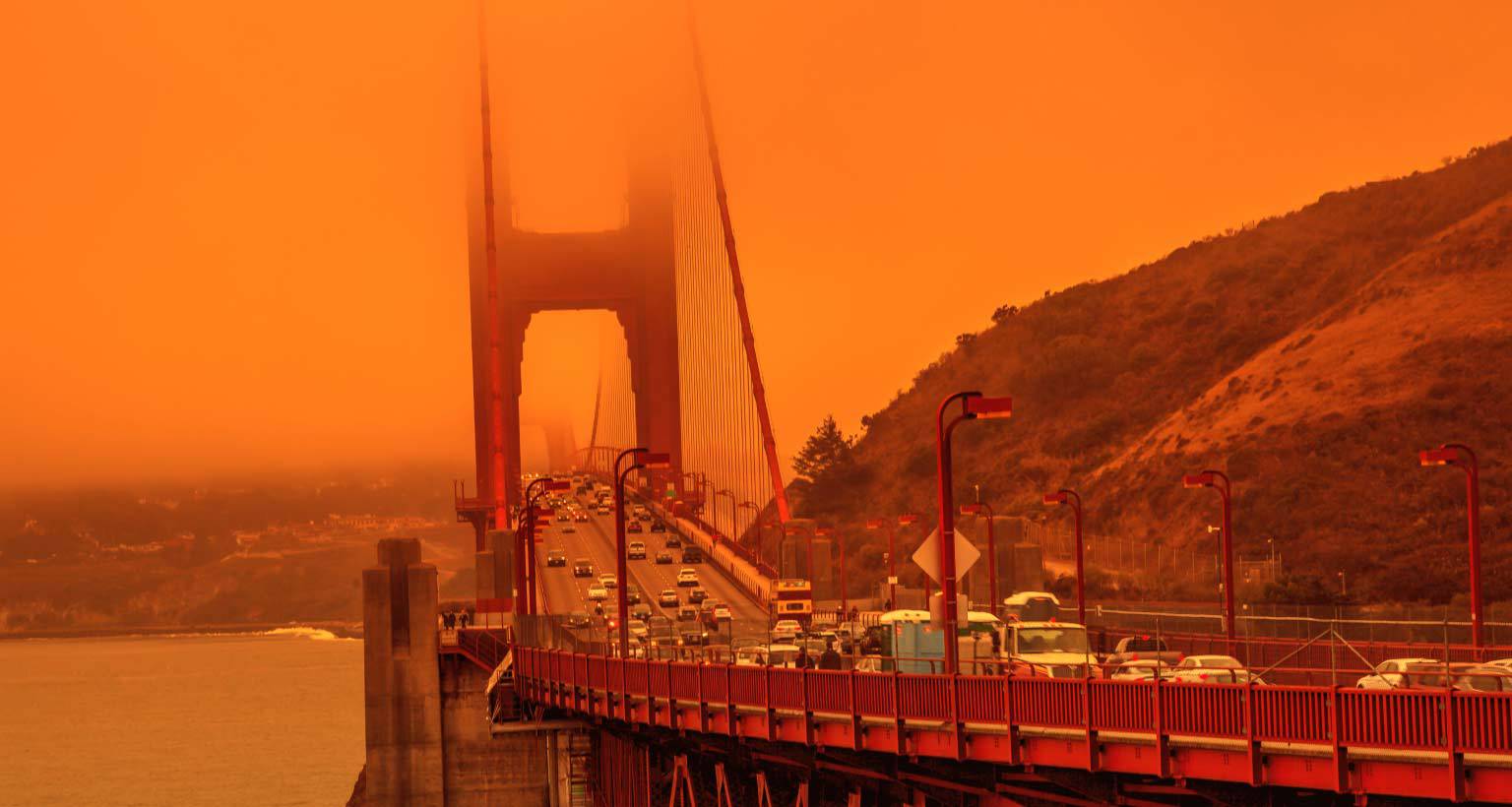 hazy hot day golden gate bridge