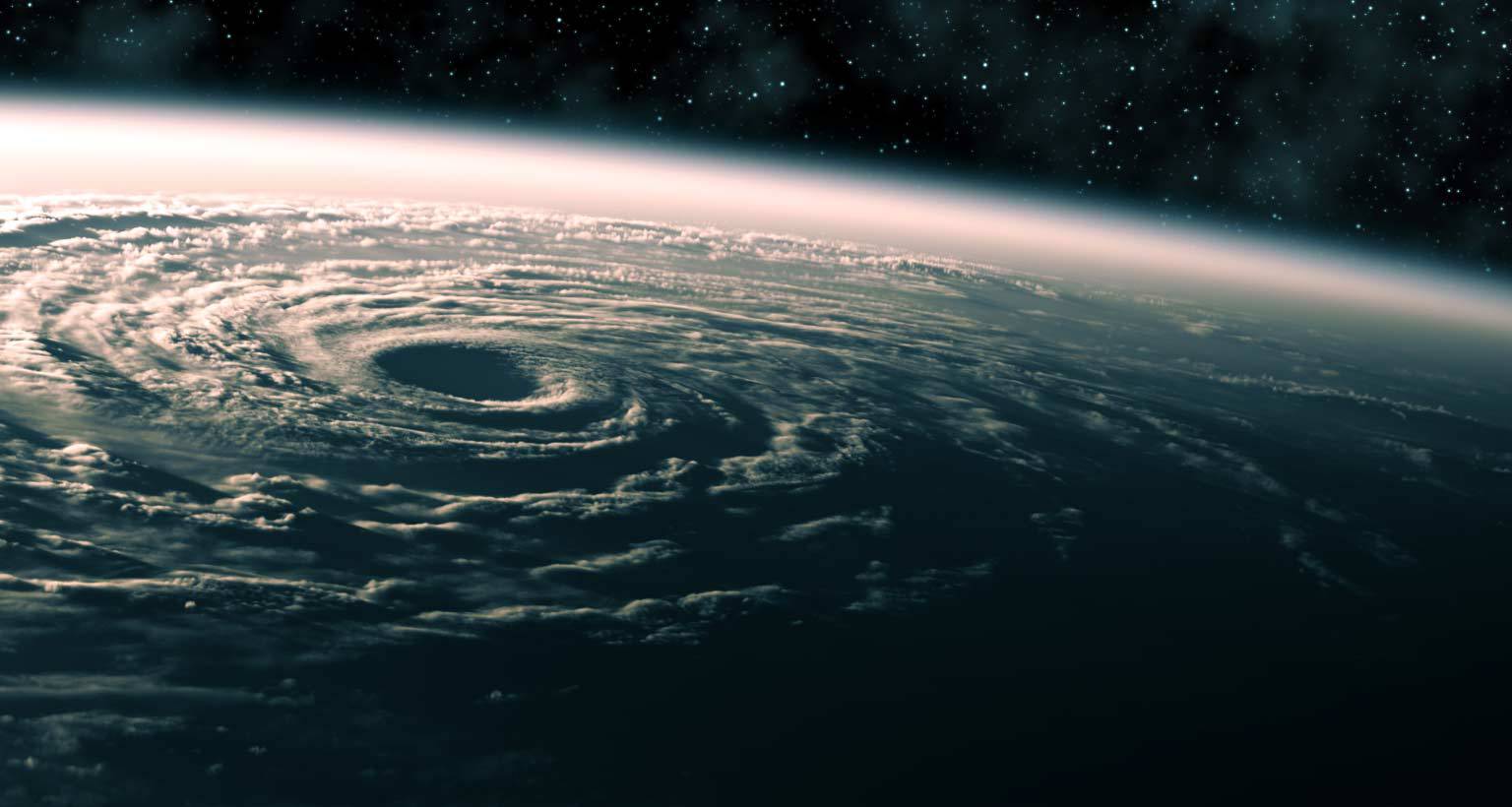 view of hurricane natural disaster from space